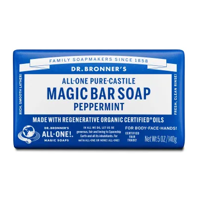 Dr Bronner's peppermint pure castile bar soap